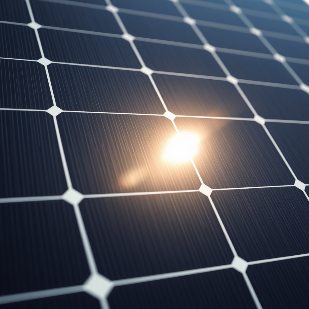 A close-up photorealistic view of Jinko Solar Tiger Neo 460W panel surface showing the ant