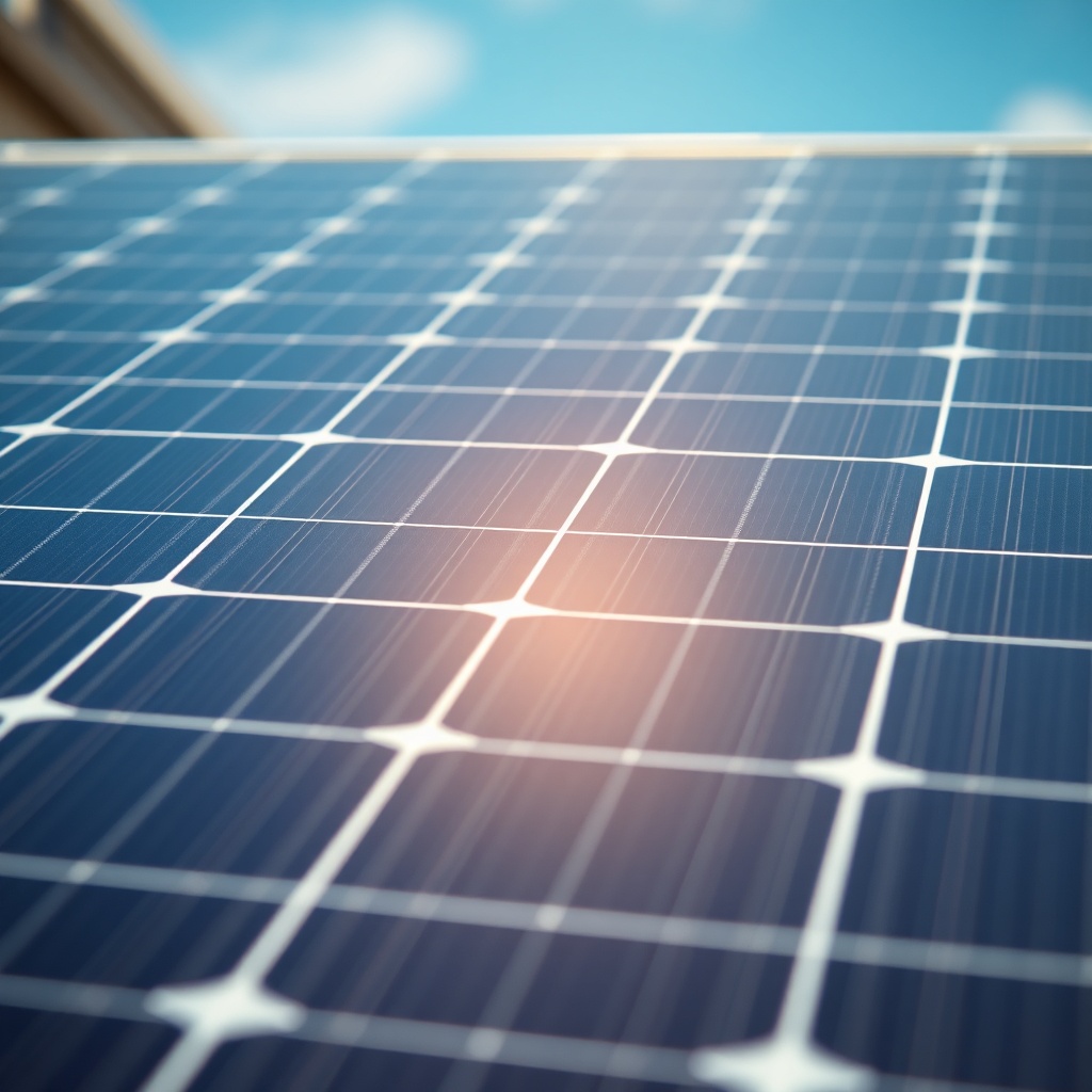 Clean photorealistic close-up shot of a Jinko Solar Tiger Neo 460W solar panel revealing t