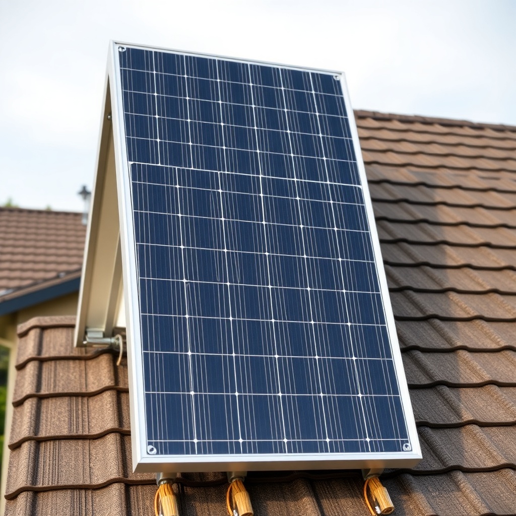 Photorealistic wide-angle shot of a Jinko Solar Tiger Neo 460W panel installed on a modern